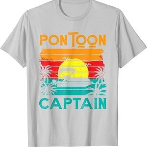 Funny light gray Pontoon Captain T-Shirt Large